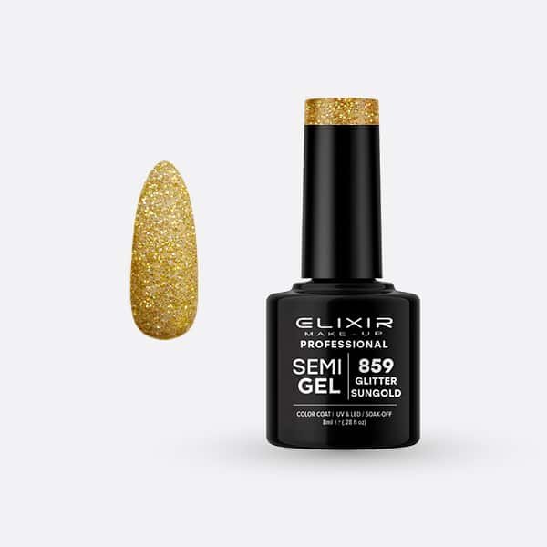Ημιμόνιμο βερνίκι 8ml - #859 (Glitter Sungold)