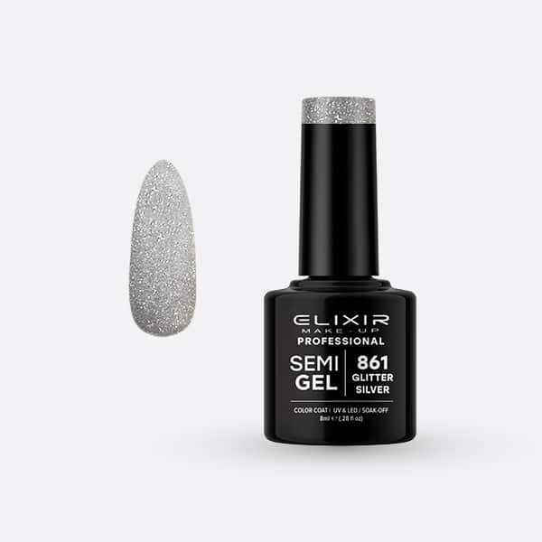 Ημιμόνιμο βερνίκι 8ml - #861 (Glitter Silver)